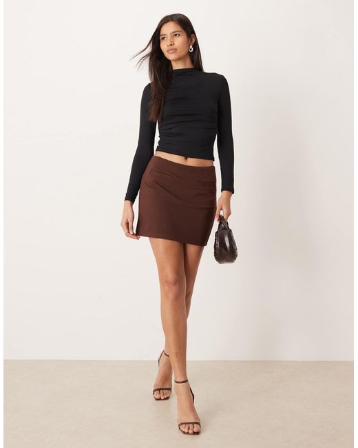 ASOS Brown Ponte Micro Mini Skirt With Pocket Detailing