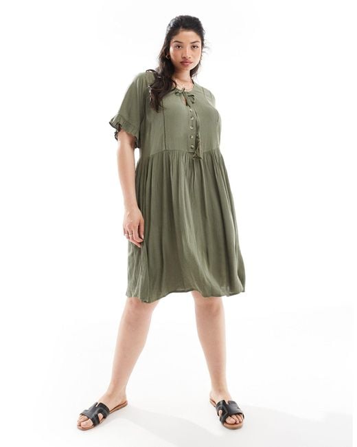 Yours Green Tie Front Midi Dress