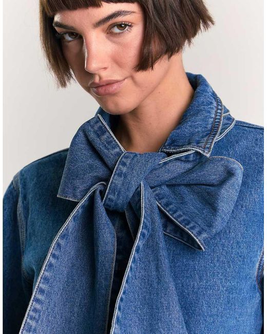 Glamorous Blue Pussy Bow Blouse