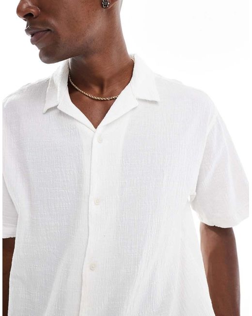 Jack & Jones Overhemd Met Reverskraag En Kreukeltextuur in het White voor heren