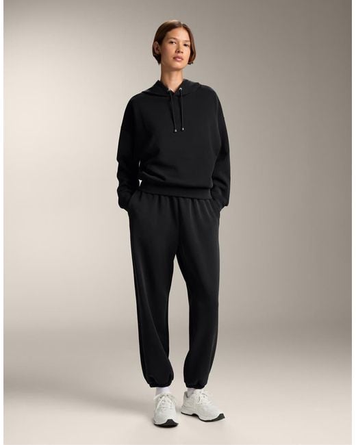 Oysho Blue Hooded Boxy Sweatshirt With Brushed Modal