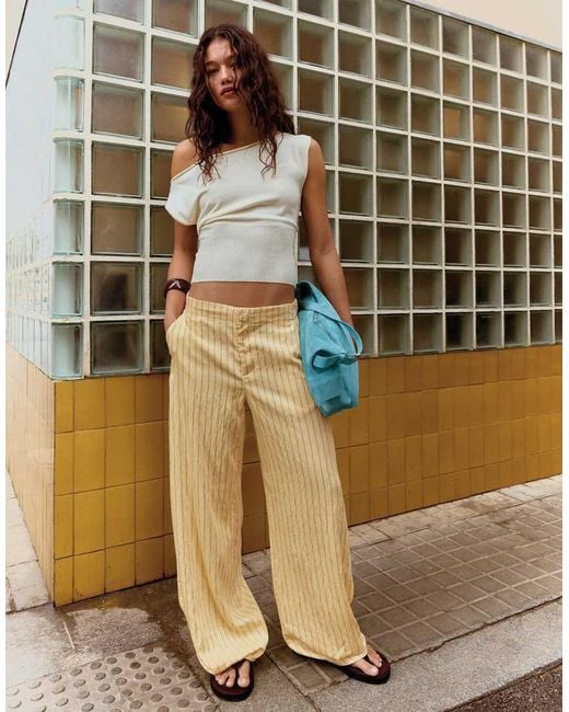 Bershka Metallic Stripe Loose-fitting Trousers