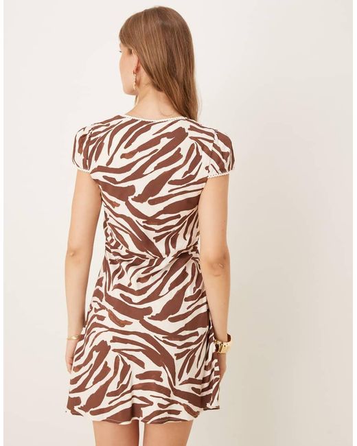 Nobody's Child Natural Rosa V-Neck Mini Dress