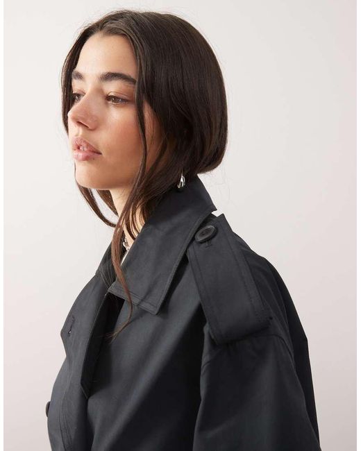 Weekday Oversized Trenchcoat in het Black