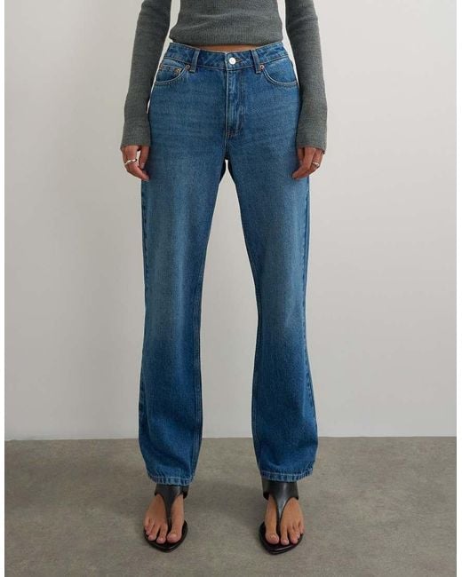 TOPSHOP Blue Vintage Straight Mid Rise Jean