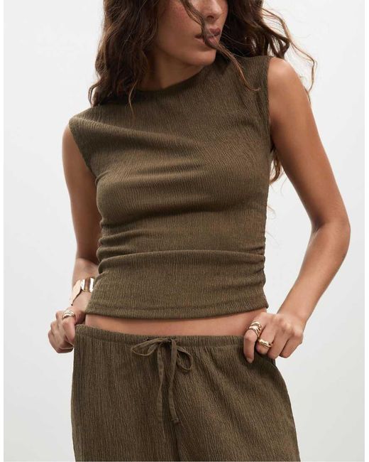 Stradivarius Brown Flowing Creased-effect Trousers