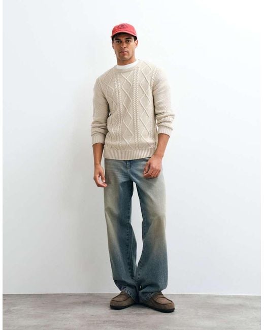 JJ Rebel Natural Cable Knit Jumper for men