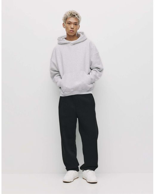 Pull&Bear – kastiger kapuzenpullover in White für Herren