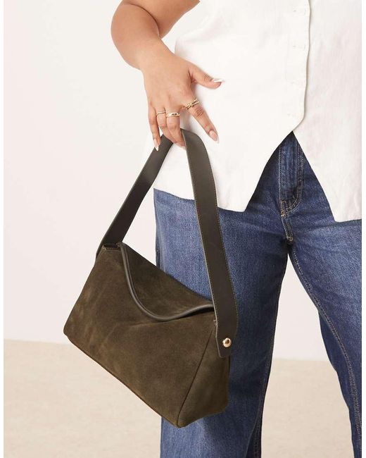 ASOS Natural Suede Flap Shoulder Bag