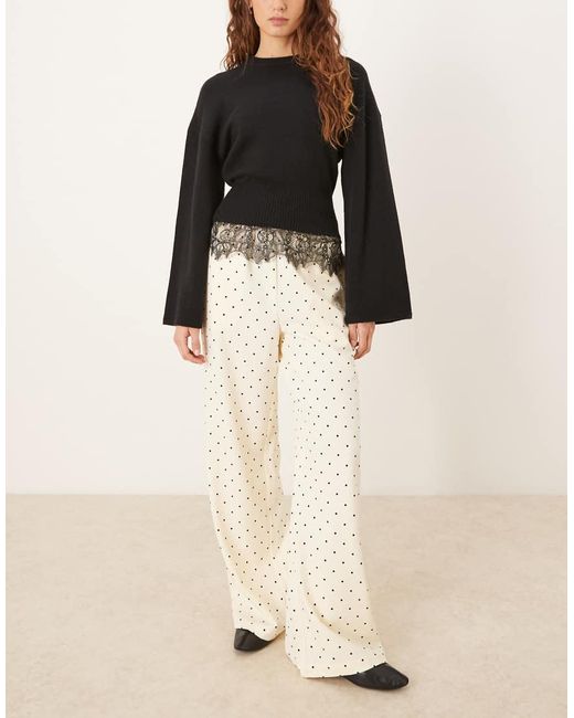 Threadbare Broek Met Elastische Taille En Stippen in het Natural