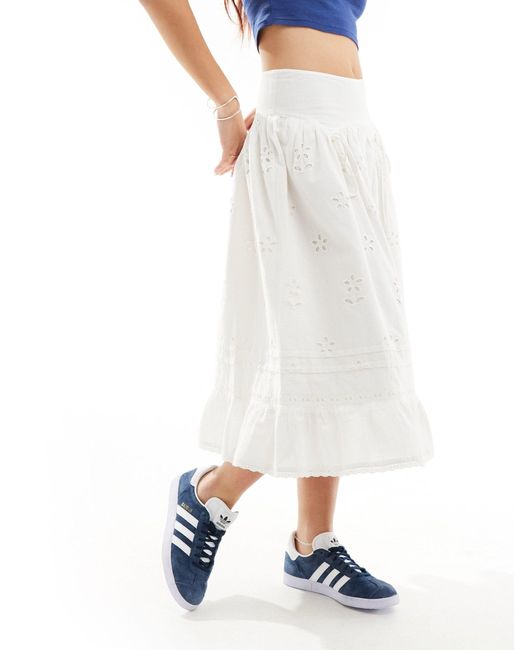 Falda estilo wéstern con cintura caída Reclaimed (vintage) de color White