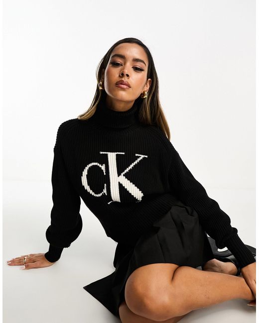Calvin Klein Black Blown Up Loose Sweater