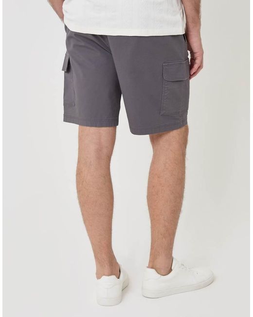 Threadbare Gray Regular Fit Textured Cargo Shorts for men
