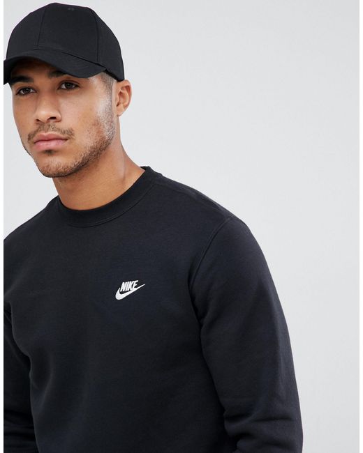 Nike Cotton Crew Neck Club Sweatshirt in Black for Men - Save 39% - Lyst