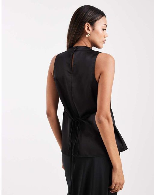 ASOS Black Asos Design Maternity Sleeveless Cowl Top With Tie Detail