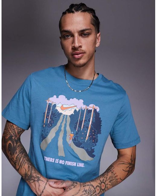 Camiseta Azul Con Estampado Gráfico Run De Nike de hombre de color Blue