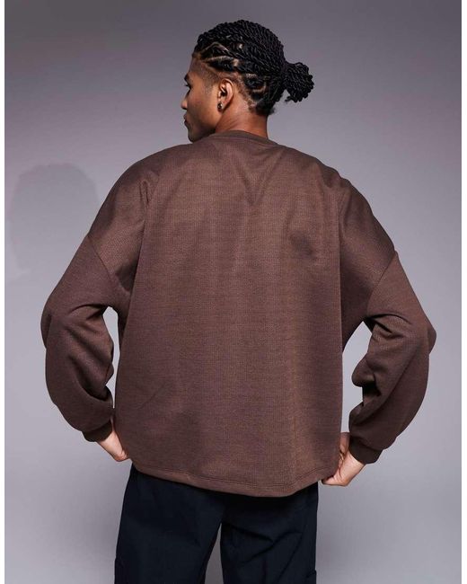 ASOS Brown Waffle Sweatshirt for men