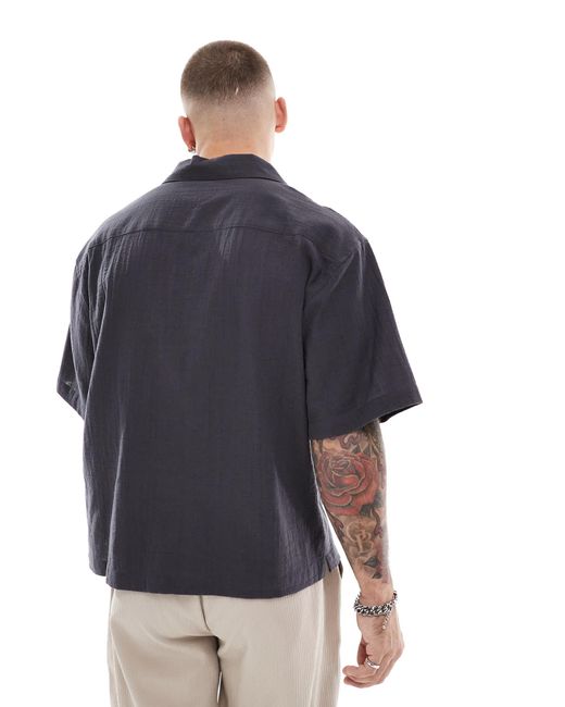 Cotton On Cotton on – kastiges, kurzärmliges hemd aus grob gewebter baumwolle in Blue für Herren