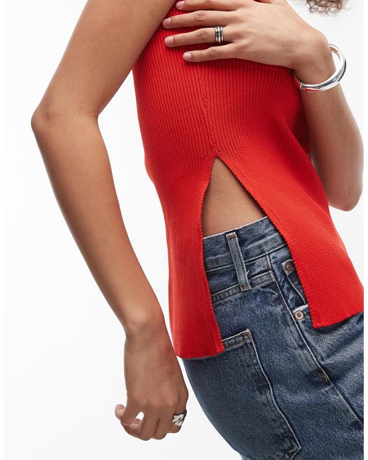 TOPSHOP Red – trägerloses strickoberteil