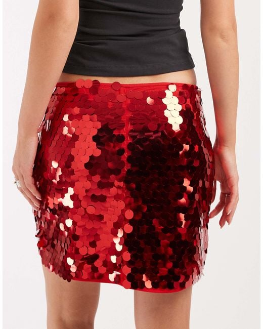 ASOS Red Large Sequin Mini Skirt