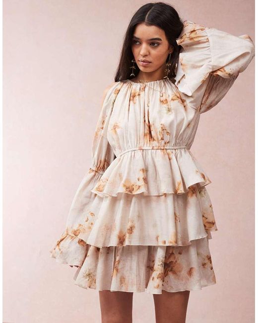 ASOS Mini Jurk Met Blote Schouders En Ruches in het Pink