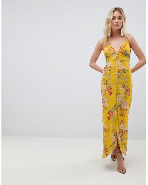 Hope and Ivy Multicolor Hope & Ivy Cami Strap Button Front Maxi Dress With Cutout Back In Floral Print