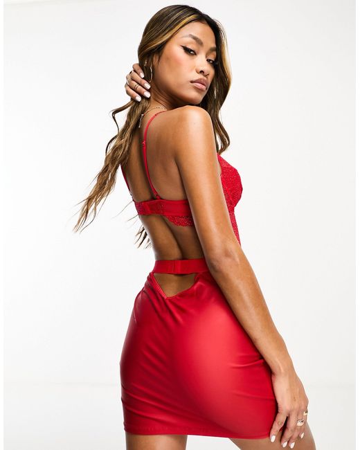 Ann Summers Red Hold Me Tight Dress With Diamante Straps