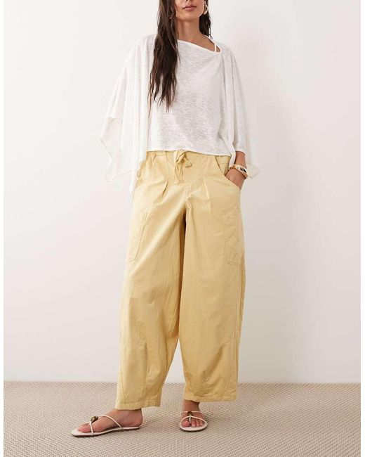 ASOS Natural Pull On Barrel Trousers