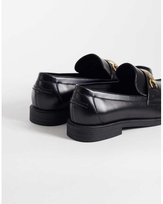 ASOS Black Penny Loafers With Gold-tone Snaffles for men