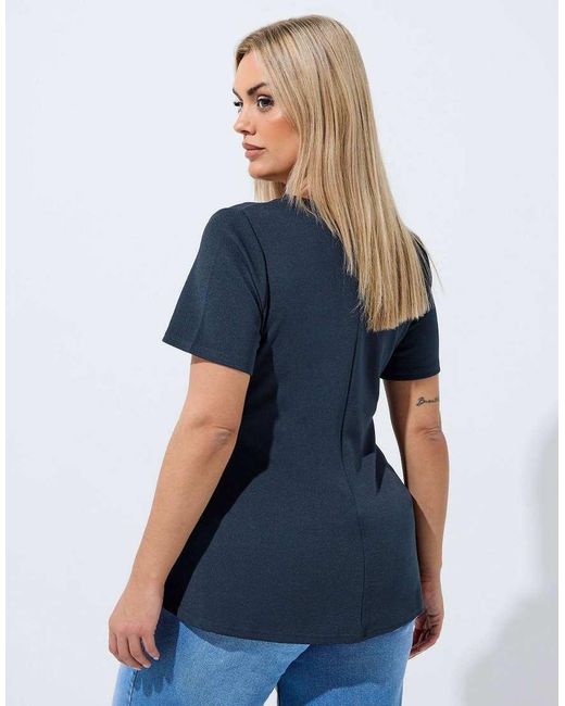 Yours Clothing Blue V-Neck Corset Top