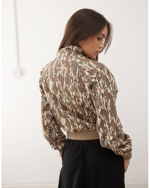 Collusion Brown Funnel Neck Zip Up Track Jacket