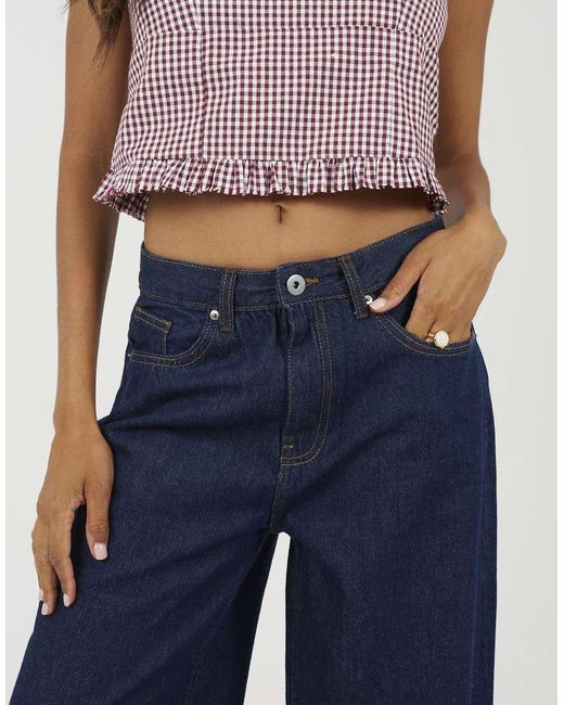 Brave Soul Blue Mid Rise Wide Leg Jeans