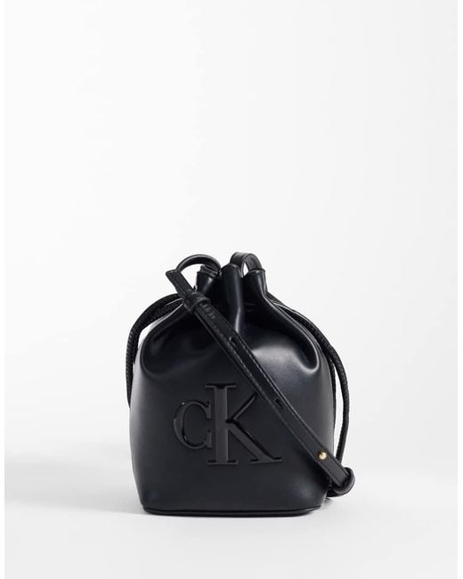 Calvin Klein Blue Mini Crossbody Bucket Bag With Bold Logo