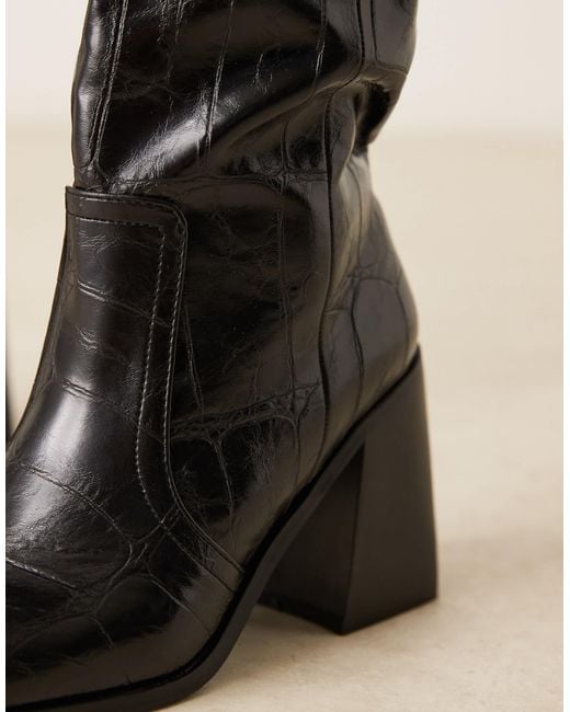 Raid Black Renzo Block Heel Knee Boots