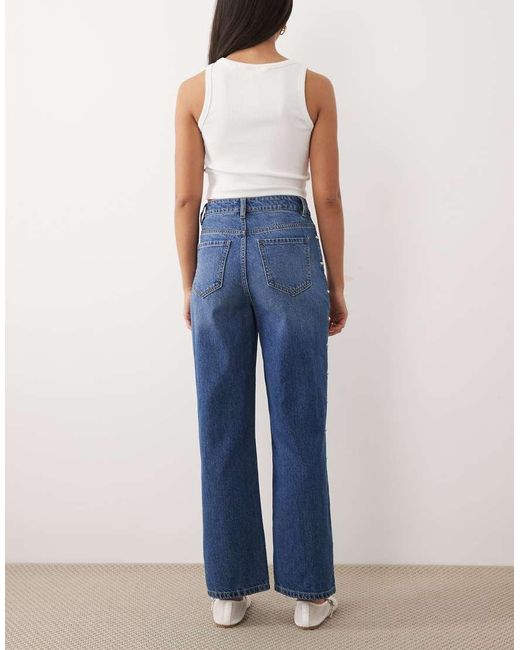 Miss Selfridge Blue Studded Denim Jeans