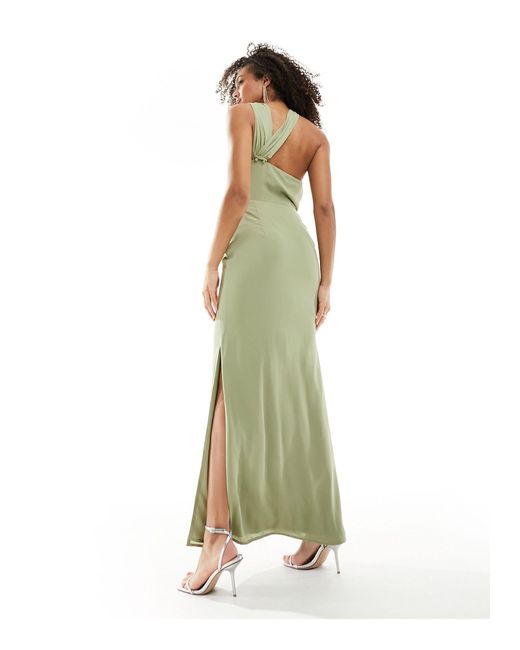 Pretty Lavish Green Bridesmaid Drape Neck Maxi Dress