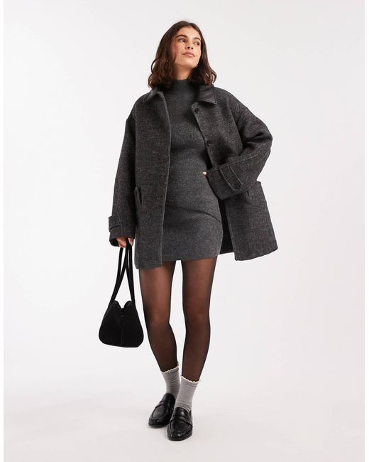 ASOS Gray Wool Blend Textured Jacket With Collar