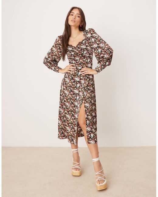 Glamorous Natural Side Split Midi Dress