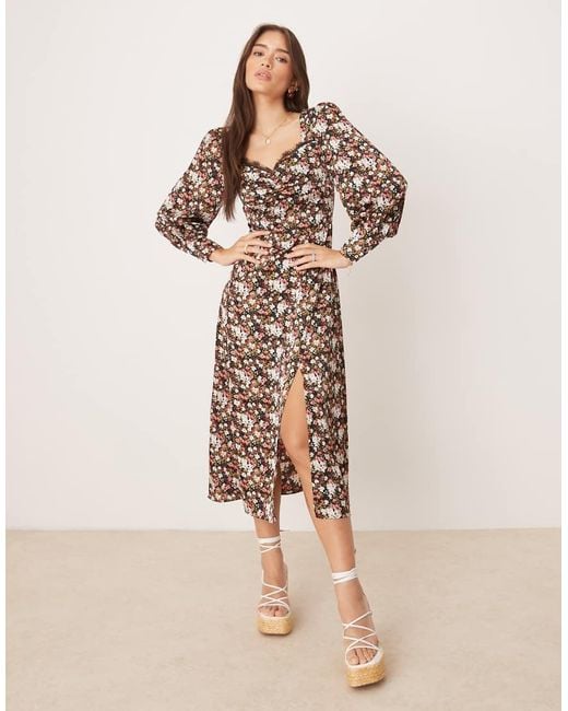 Glamorous Natural Side Split Midi Dress