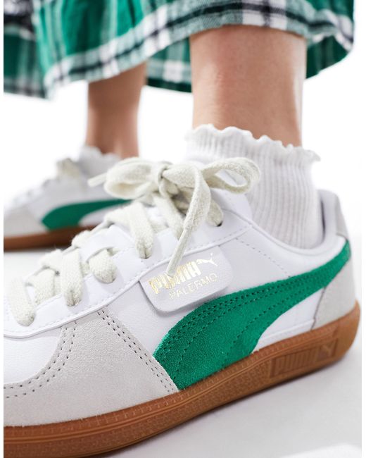 PUMA Green Palermo Leather Trainers
