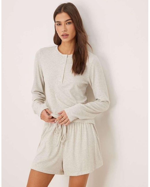 ASOS Natural Mix And Match Henley Pyjama Top