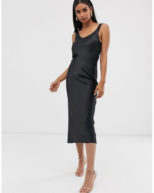 satin slip dress midi