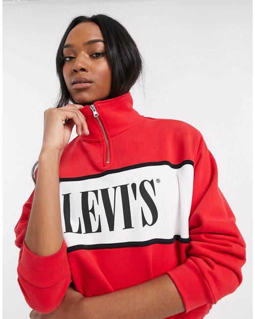 Levi's Red Half Zip Logo Sweatshirt