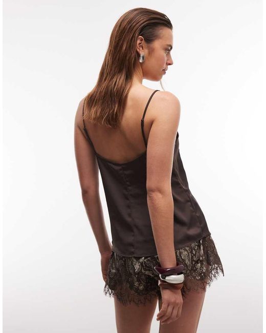 Monki Multicolor Satin Lace Cami Top