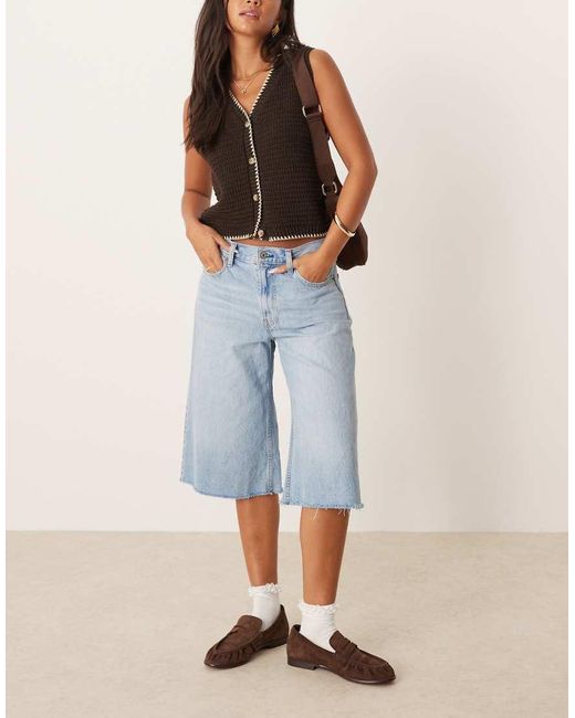 Abercrombie & Fitch Blue Mid Rise Long Jort Jean Shorts