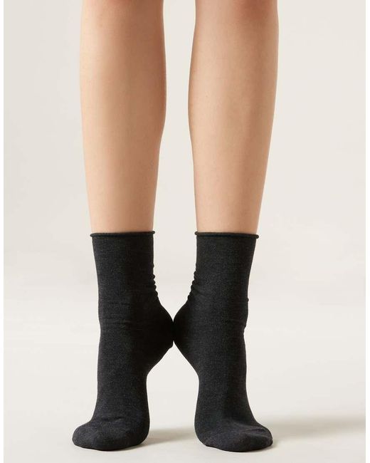 Calzedonia Black Non-Elastic Cotton Ankle Socks