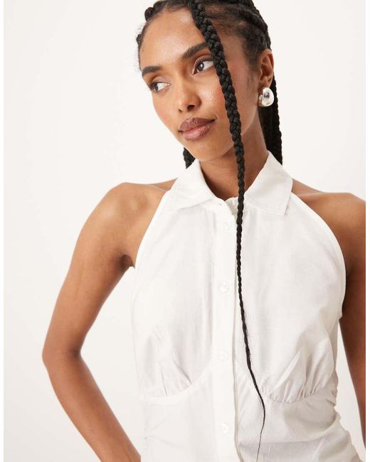 ASOS White Sleeveless Shirt Mini Dress