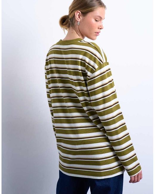 TOPSHOP White Stripe Long Sleeve Slouchy Skater Tee