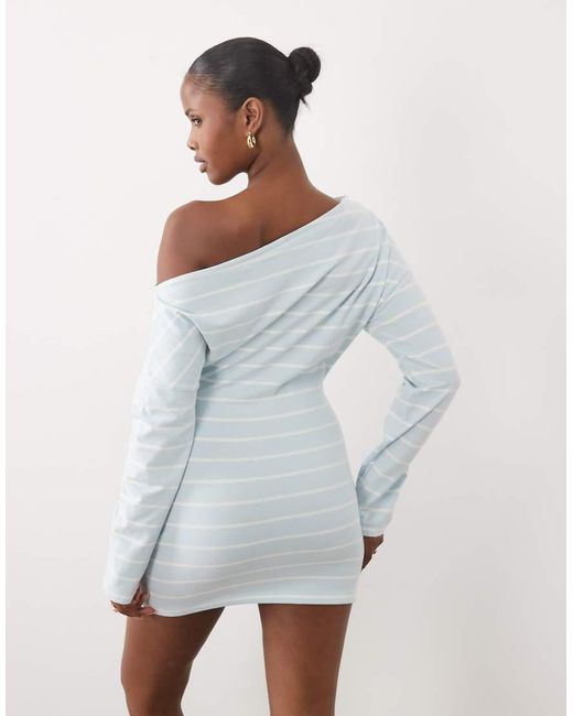 The Frolic Gray Exclusive Off Shoulder T-shirt Mini Dress