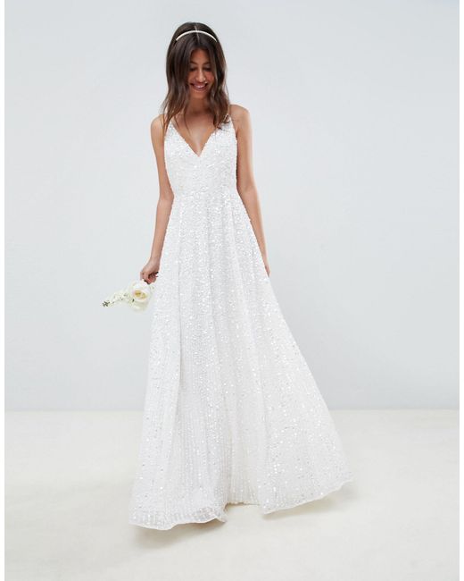 ASOS Joni Sequin Cami Wedding Dress in White Lyst